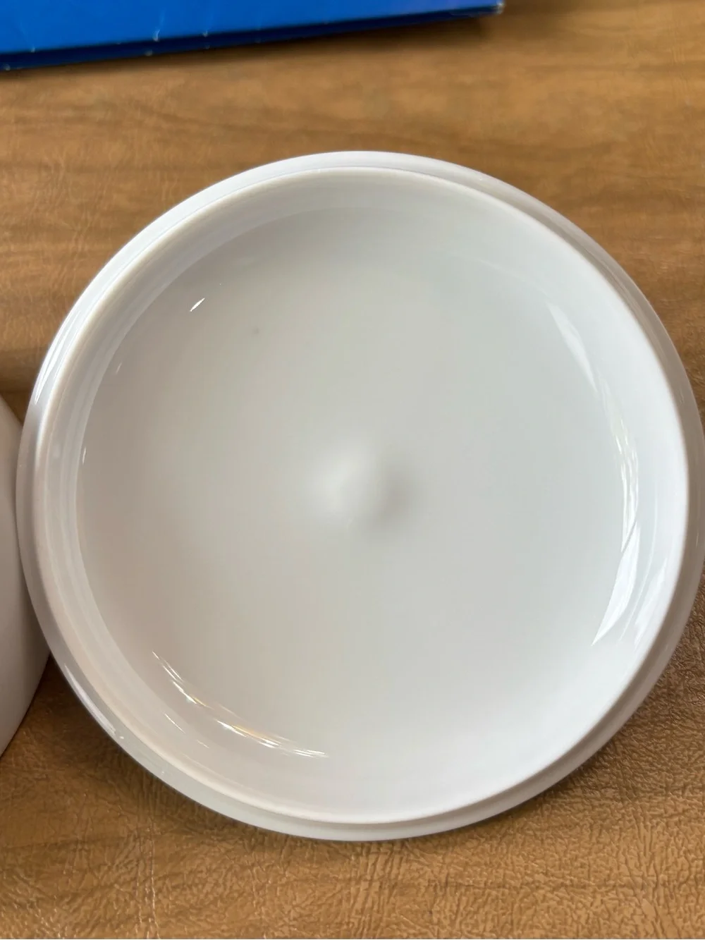 West Elm White Covered Ceramic Serving Bowl with Knob Lid